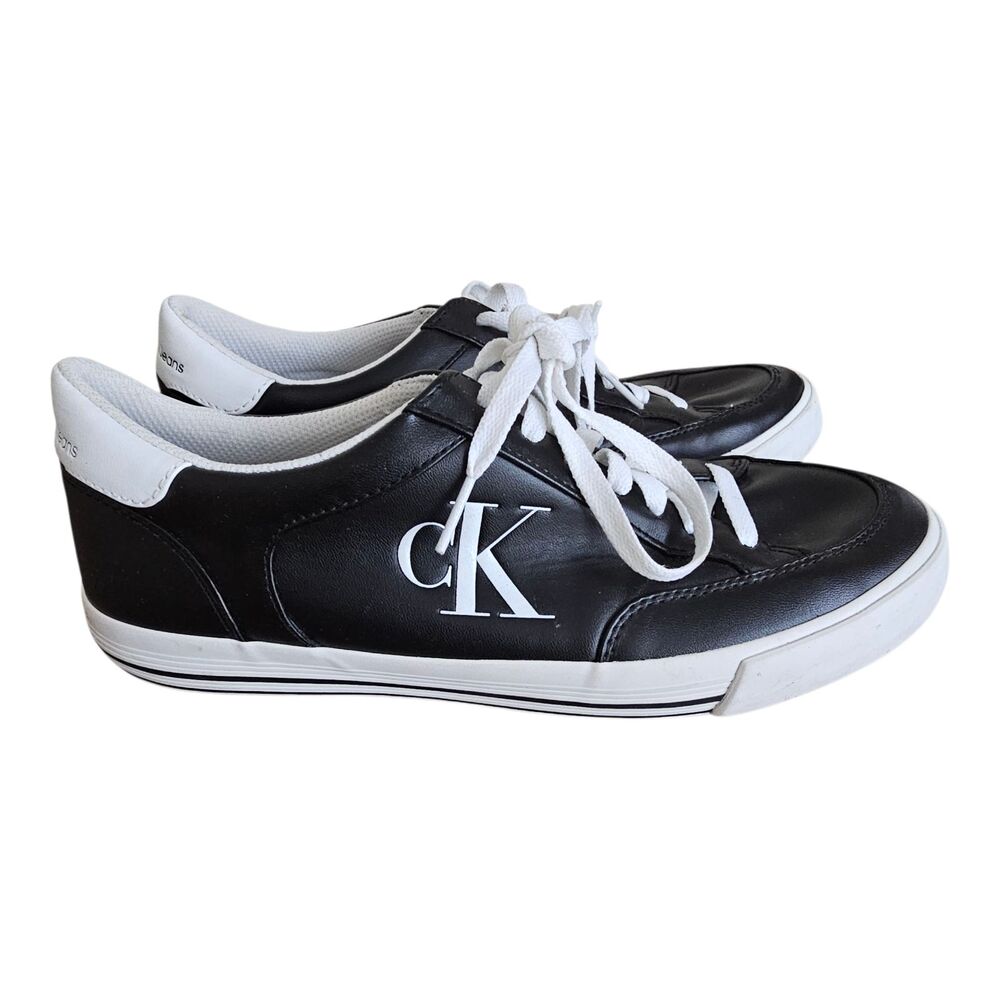 Calvin Klein Jeans Canvas Sneakers Women's 9 Black White CK Logo Streetwear